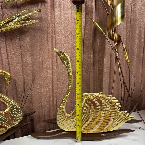 vintage mid-century modern metal and wood wall hanging